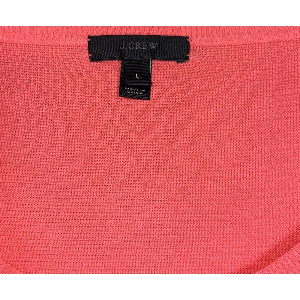 J.Crew Women's Scoop Neck Knit Sweater Size L Quarter Sleeve Coral - Picture 2 of 5